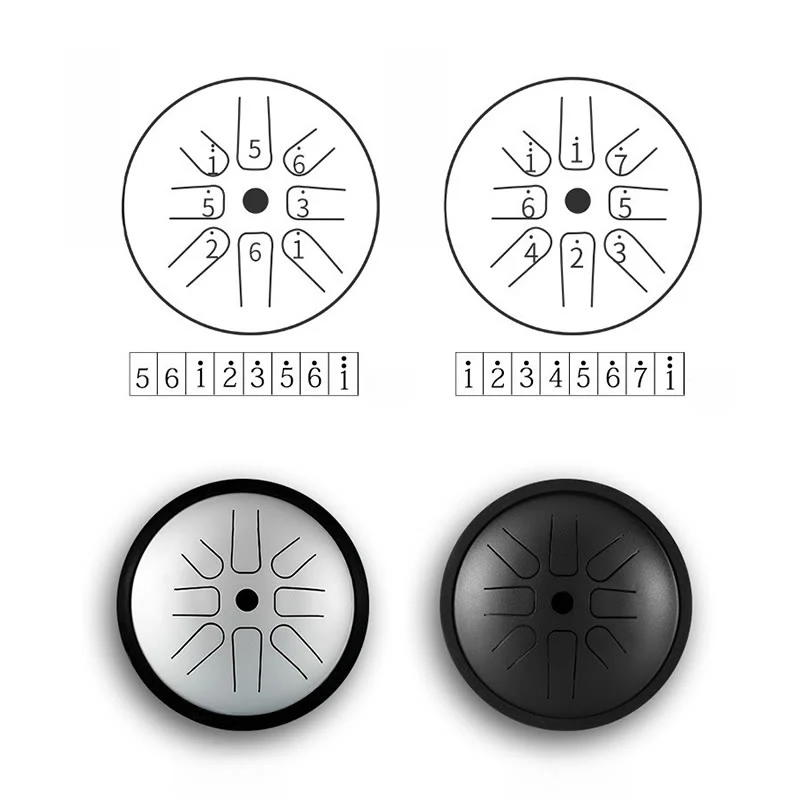 Kit di batteria per meditazione yoga con tamburo in acciaio per lingua Buddha Stones, 8 note, strumento a percussione da 6 pollici - Image 10