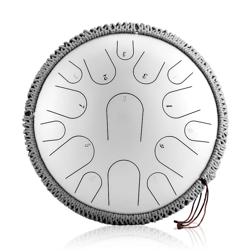 Kit di percussioni per la meditazione di consapevolezza, tamburo in acciaio con lingua in pietre Buddha Stones, 15 note, 14 pollici - Image 11