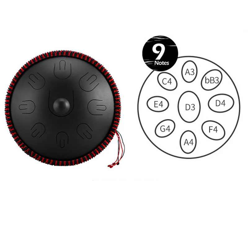 Kit per meditazione yoga con tamburo in acciaio Buddha Stones, 9 note, strumento handpan da 15 pollici - Image 7