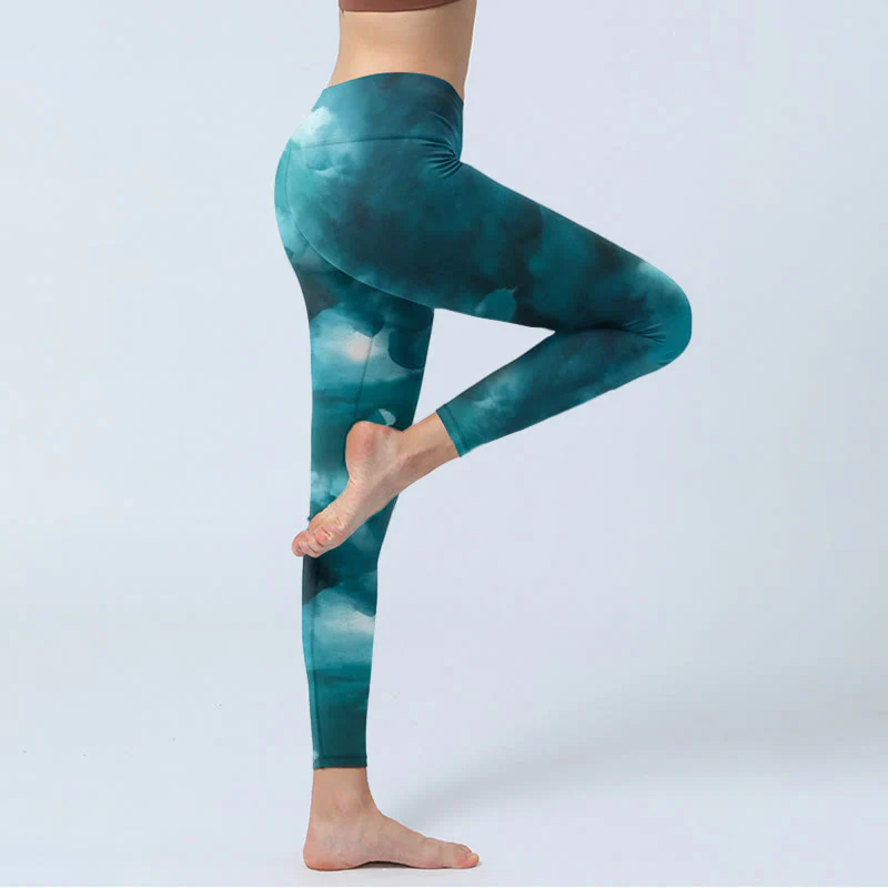 Leggings da palestra Buddha Stones Dark Green Cloud da donna Pantaloni da yoga - Image 4
