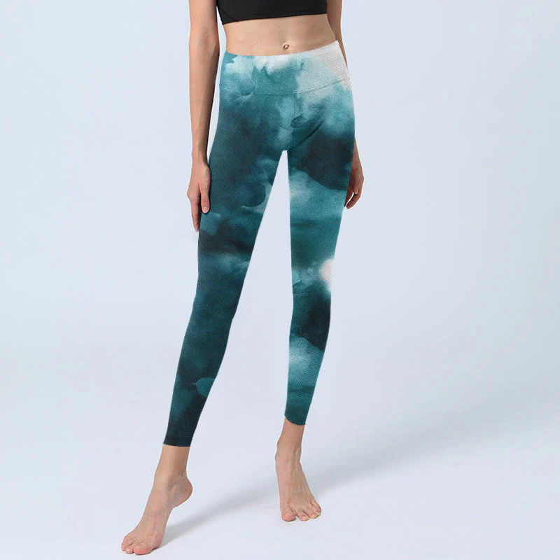 Leggings da palestra Buddha Stones Dark Green Cloud da donna Pantaloni da yoga - Image 6