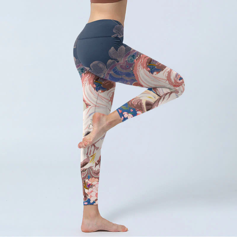 Leggings da palestra Buddha Stones Fox Cherry Blossoms Pantaloni da yoga da donna - Image 4