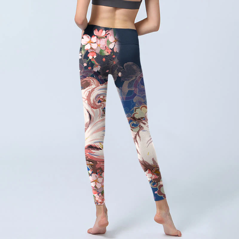 Leggings da palestra Buddha Stones Fox Cherry Blossoms Pantaloni da yoga da donna - Image 7