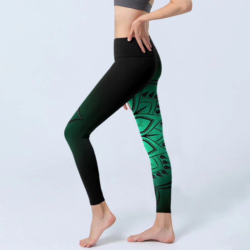 Leggings da palestra con motivo mandala color scuro Buddha Stones, pantaloni da yoga da donna - Image 3