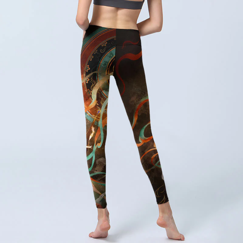 Leggings da palestra con stampa a motivo di cerchi e fiori, motivo Buddha Stones, pantaloni da yoga da donna - Image 7