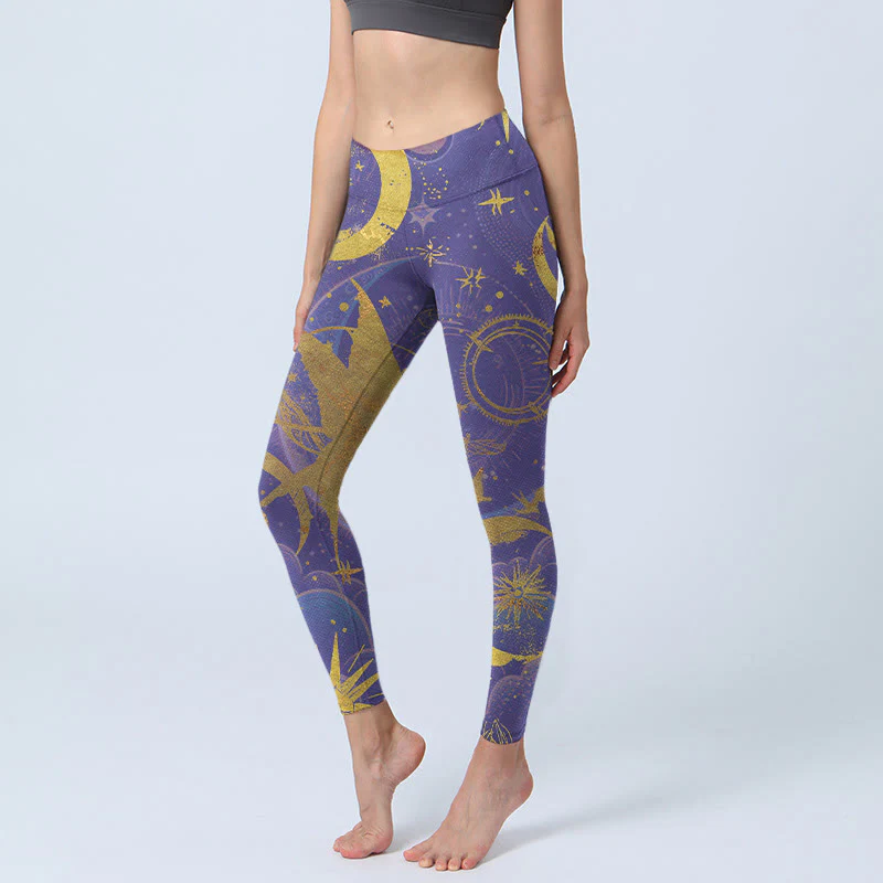 Leggings da palestra con stampa Buddha Stones Moon Sun Stars da donna