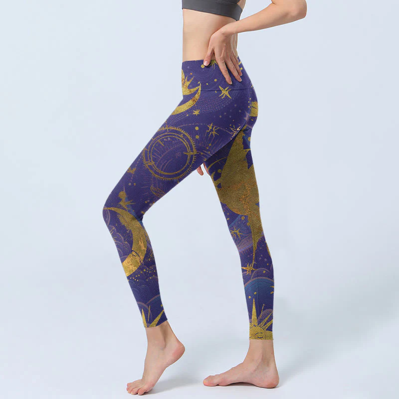 Leggings da palestra con stampa Buddha Stones Moon Sun Stars da donna - Image 3