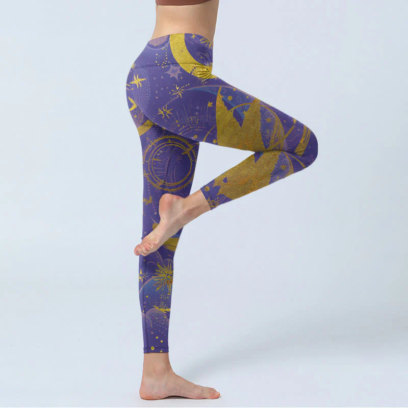 Leggings da palestra con stampa Buddha Stones Moon Sun Stars da donna - Image 4