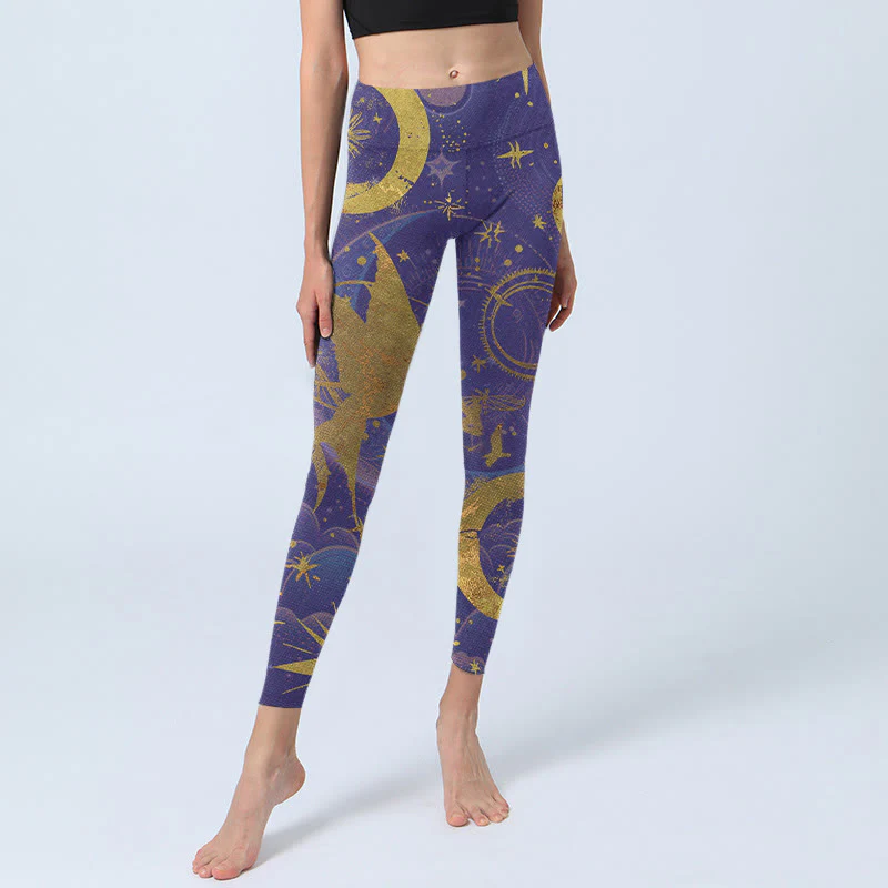 Leggings da palestra con stampa Buddha Stones Moon Sun Stars da donna - Image 6
