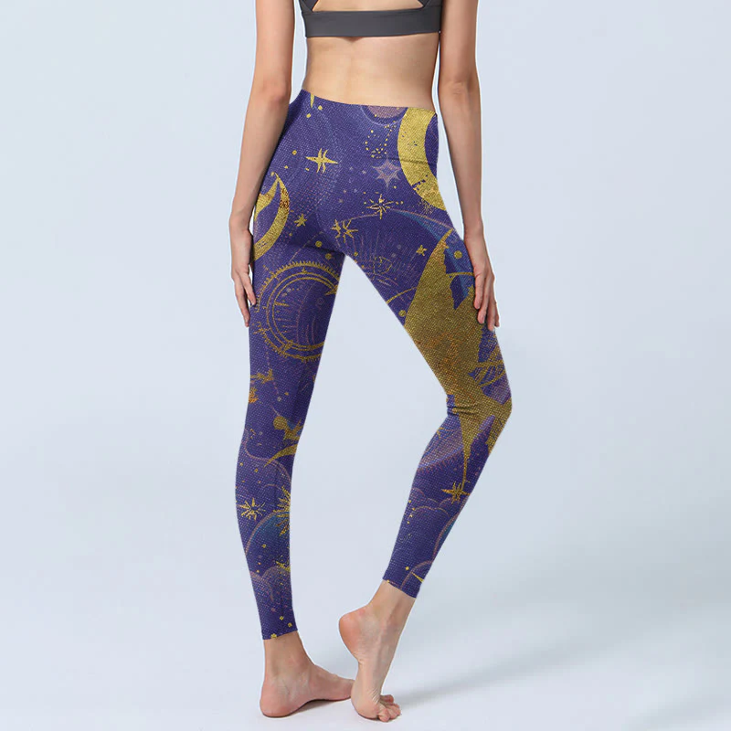 Leggings da palestra con stampa Buddha Stones Moon Sun Stars da donna - Image 7