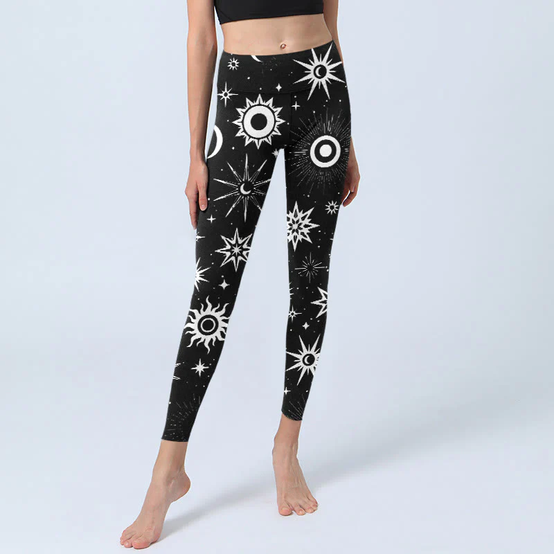 Leggings da palestra con stampa di Buddha Stones, sole, luna e stelle, pantaloni da yoga da donna - Image 6
