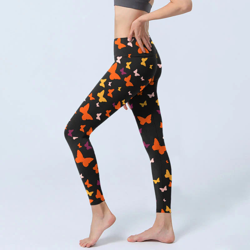 Leggings da palestra con stampa di farfalle colorate Buddha Stones, pantaloni da yoga da donna - Image 3