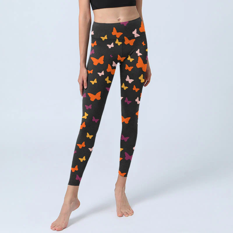 Leggings da palestra con stampa di farfalle colorate Buddha Stones, pantaloni da yoga da donna - Image 6