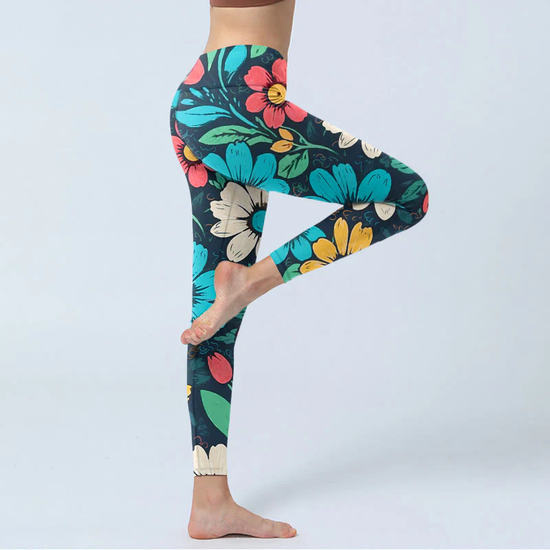 Leggings da palestra con stampa di fiori colorati Buddha Stones , pantaloni da yoga da donna - Image 5