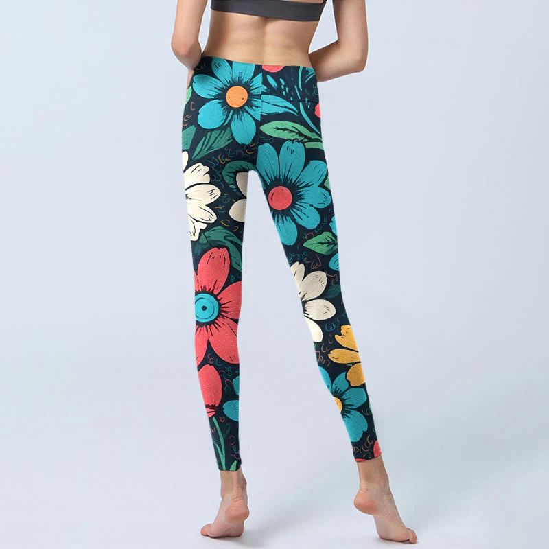 Leggings da palestra con stampa di fiori colorati Buddha Stones , pantaloni da yoga da donna - Image 7