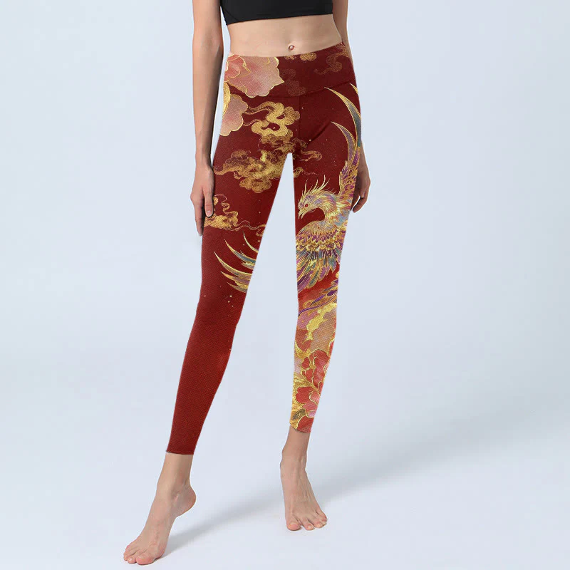 Leggings da palestra con stampa di nuvole e peonie Buddha Stones, splendidi pantaloni da yoga da donna - Image 6