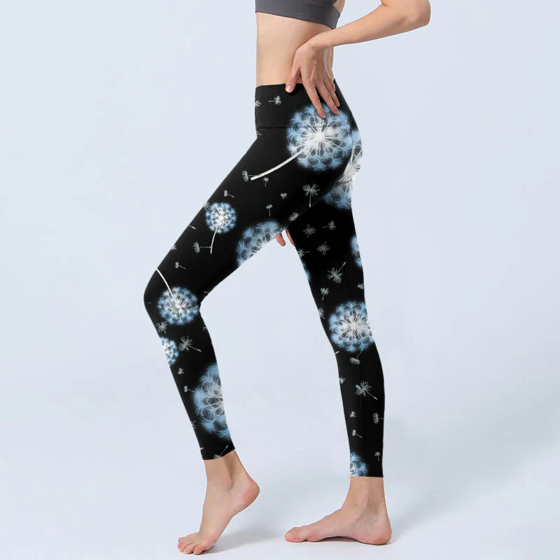 Leggings da palestra con stampa di tarassaco bianco Buddha Stones, pantaloni da yoga da donna - Image 3