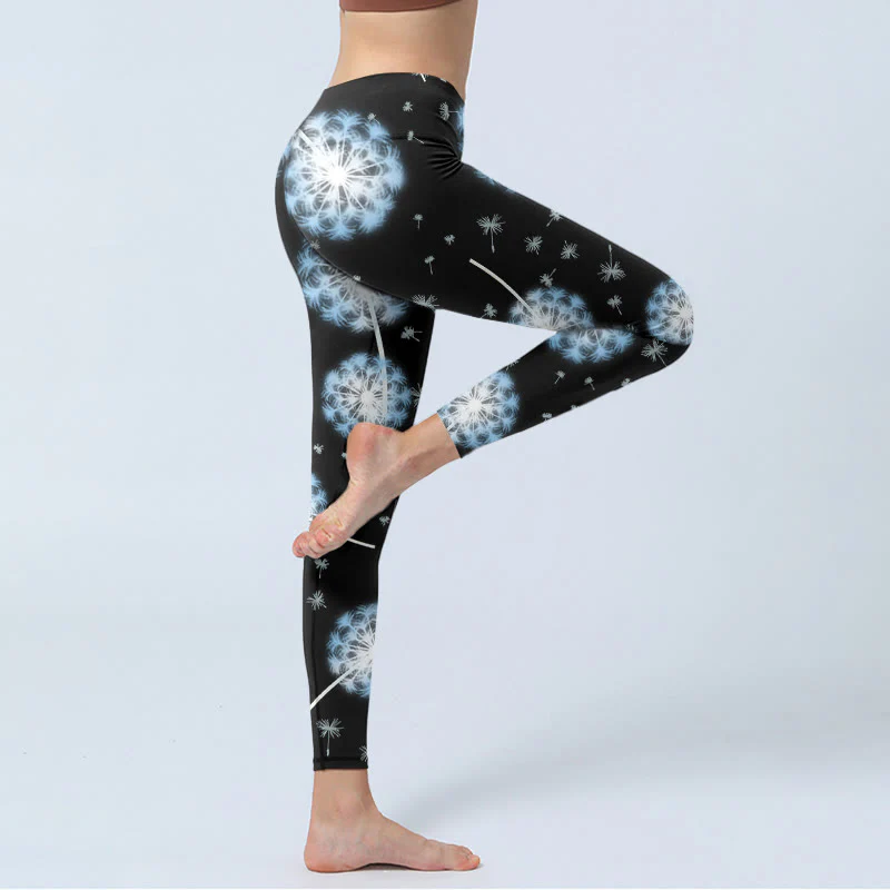 Leggings da palestra con stampa di tarassaco bianco Buddha Stones, pantaloni da yoga da donna - Image 5