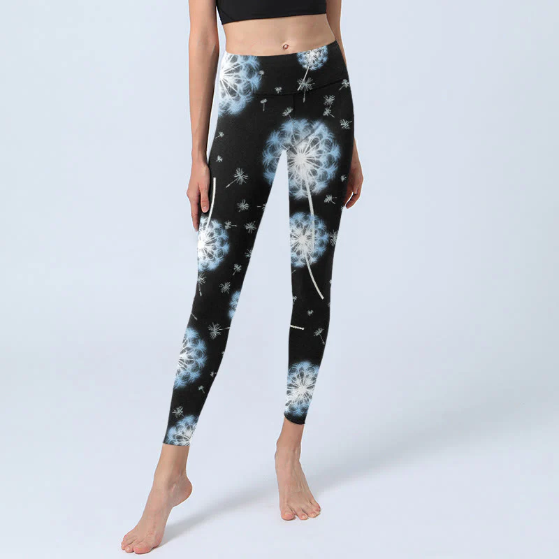 Leggings da palestra con stampa di tarassaco bianco Buddha Stones, pantaloni da yoga da donna - Image 6