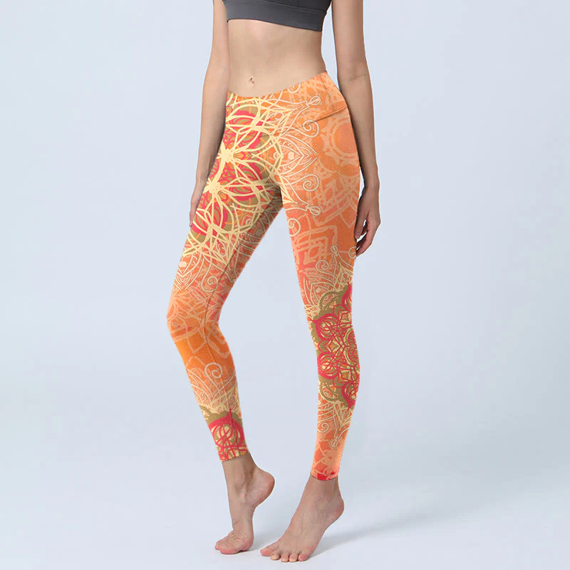 Leggings da palestra con stampa geometrica simmetrica Buddha Stones, pantaloni da yoga da donna