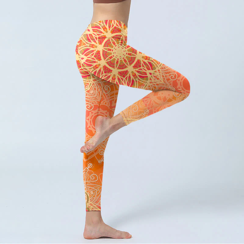 Leggings da palestra con stampa geometrica simmetrica Buddha Stones, pantaloni da yoga da donna - Image 4