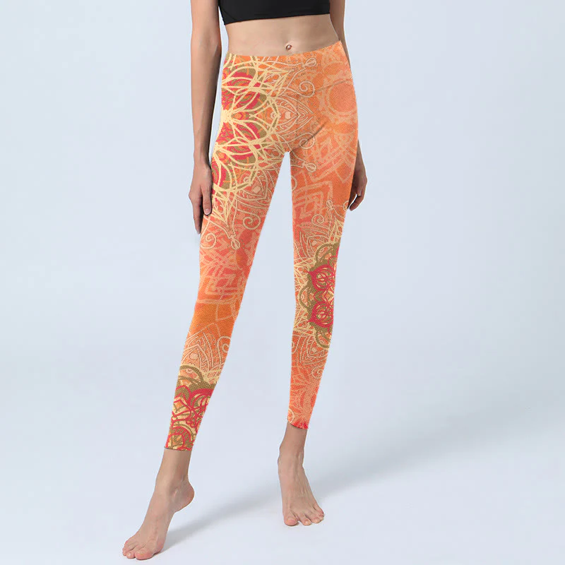 Leggings da palestra con stampa geometrica simmetrica Buddha Stones, pantaloni da yoga da donna - Image 6