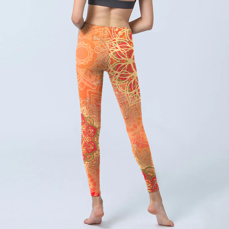 Leggings da palestra con stampa geometrica simmetrica Buddha Stones, pantaloni da yoga da donna - Image 7