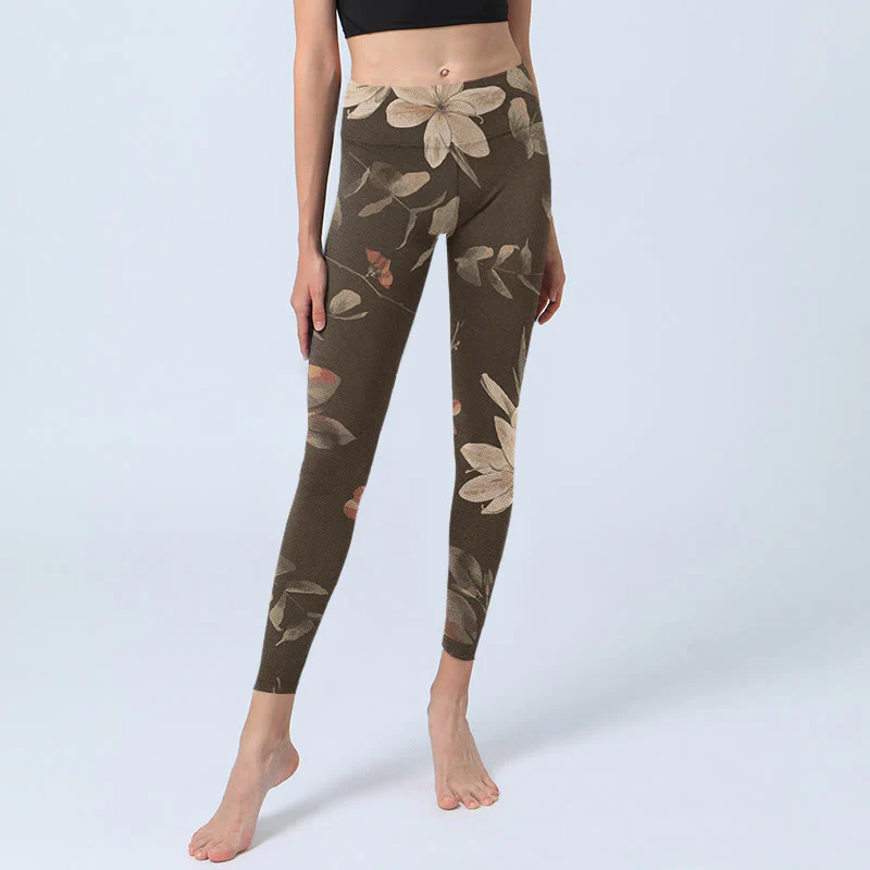 Leggings da palestra fitness con stampa di fiori bianchi viola Buddha Stones , pantaloni da yoga da donna - Image 14