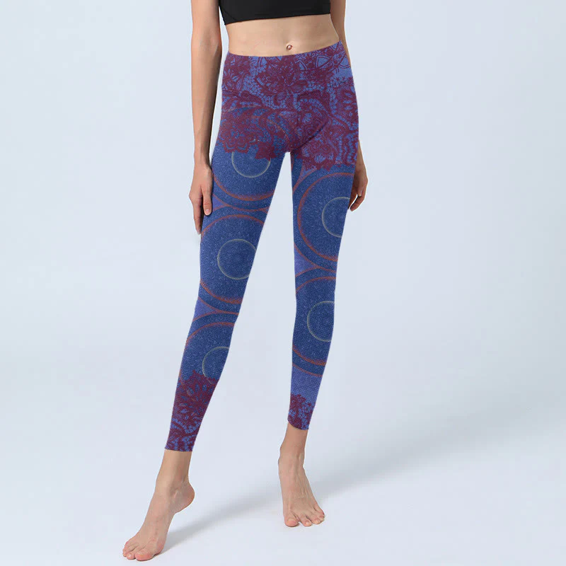 Leggings da palestra fitness con stampa mandala e bussola viola Buddha Stones , pantaloni da yoga da donna - Image 6