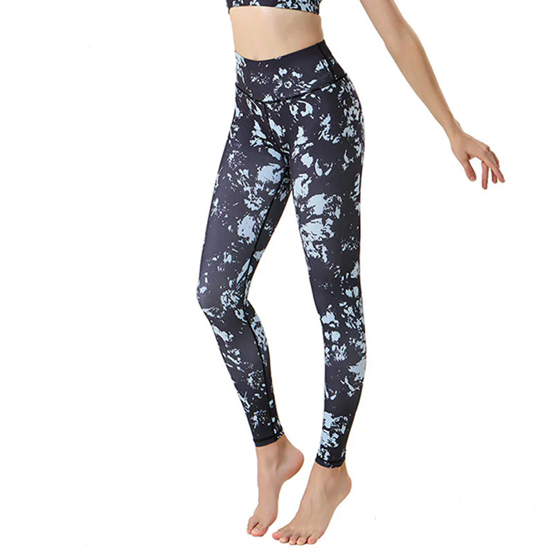 Leggings da yoga a vita alta con stampa di foglie d'acero Buddha Stones , per esercizi sportivi e fitness, pantaloni da yoga da donna