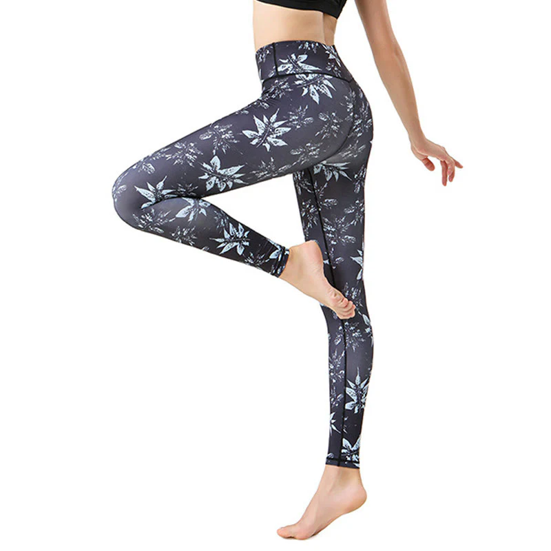 Leggings da yoga a vita alta con stampa di foglie d'acero Buddha Stones , per esercizi sportivi e fitness, pantaloni da yoga da donna - Image 5