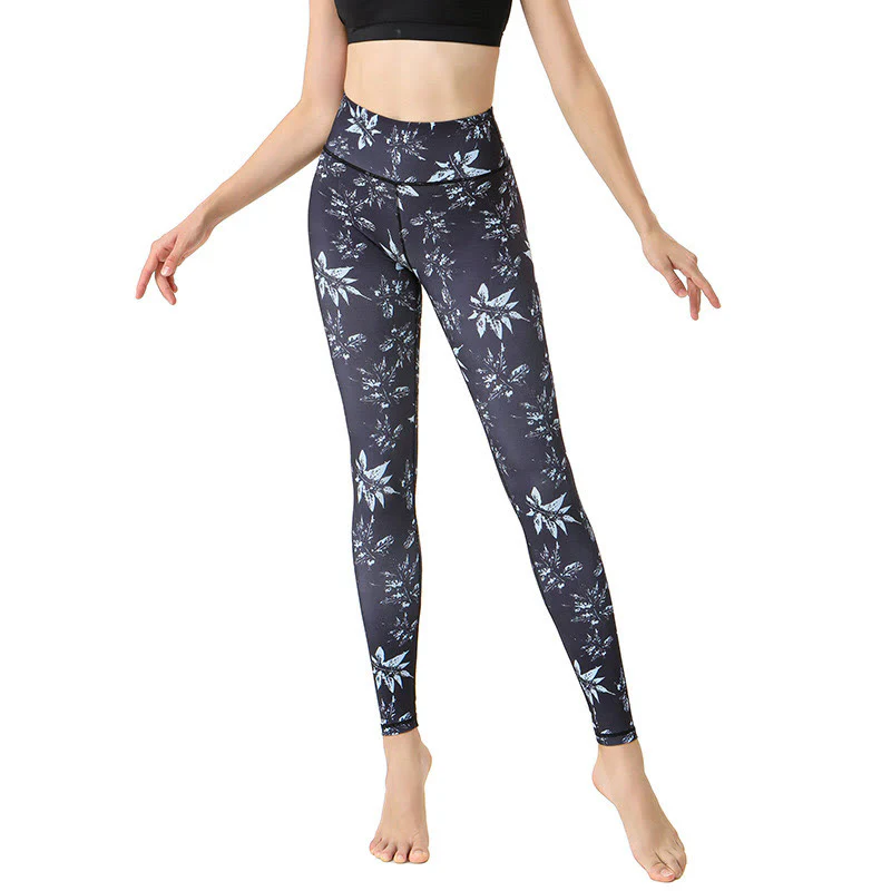 Leggings da yoga a vita alta con stampa di foglie d'acero Buddha Stones , per esercizi sportivi e fitness, pantaloni da yoga da donna - Image 6