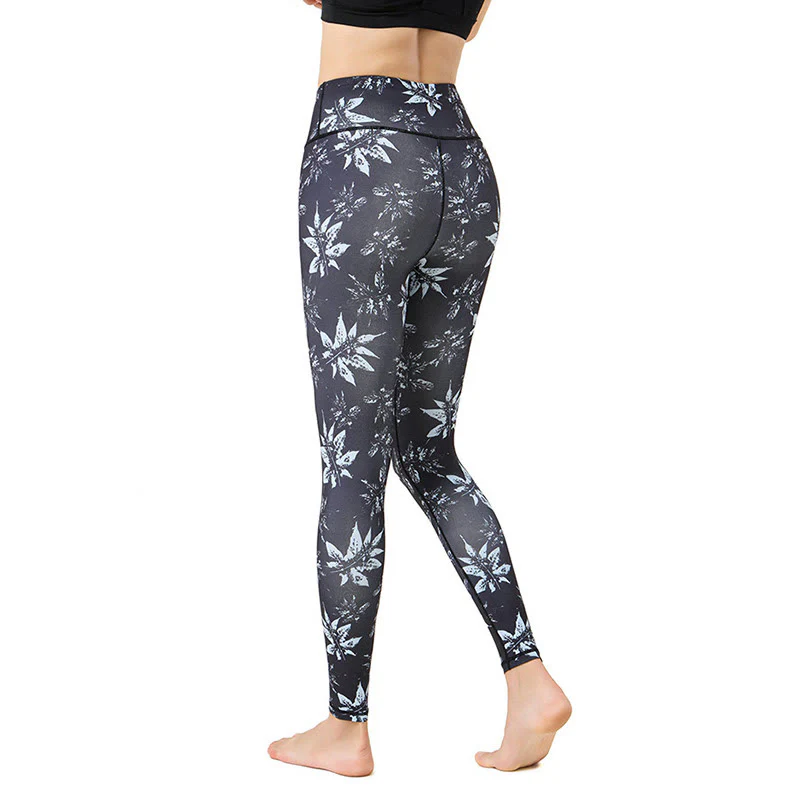 Leggings da yoga a vita alta con stampa di foglie d'acero Buddha Stones , per esercizi sportivi e fitness, pantaloni da yoga da donna - Image 7
