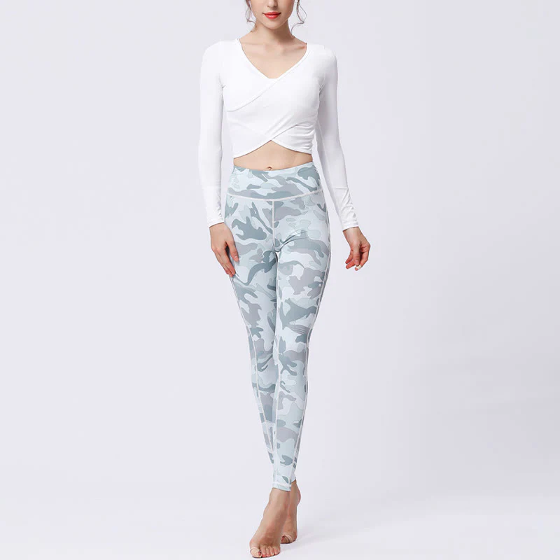 Leggings da yoga a vita alta con stampa mimetica Buddha Stones Sports Fitness Yoga Pantaloni da yoga da donna - Image 15