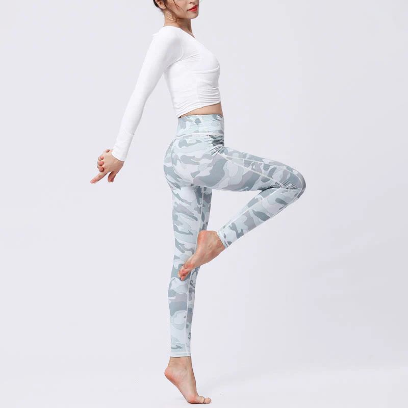 Leggings da yoga a vita alta con stampa mimetica Buddha Stones Sports Fitness Yoga Pantaloni da yoga da donna - Image 16
