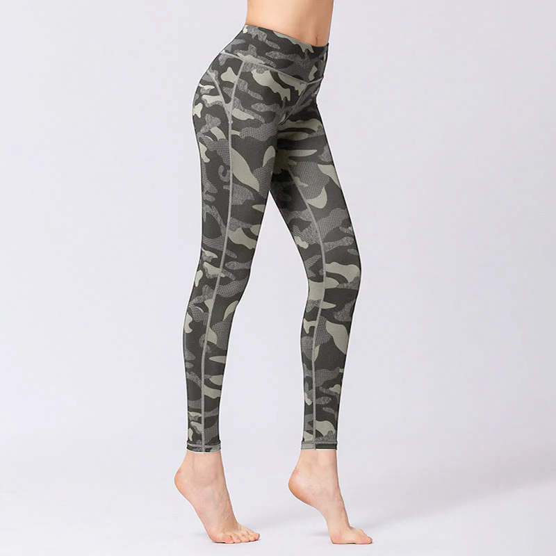 Leggings da yoga a vita alta con stampa mimetica Buddha Stones Sports Fitness Yoga Pantaloni da yoga da donna - Image 3