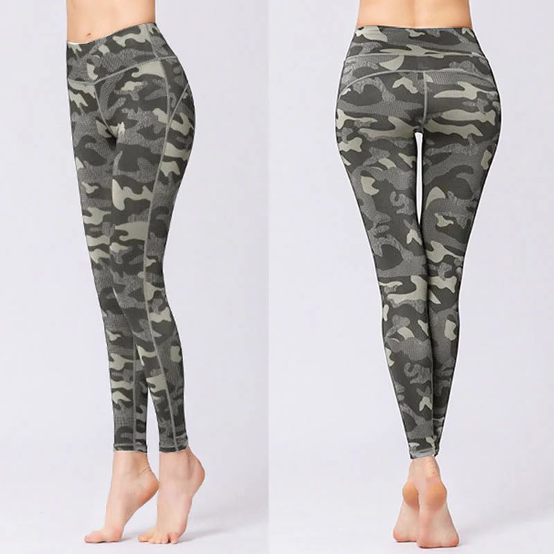 Leggings da yoga a vita alta con stampa mimetica Buddha Stones Sports Fitness Yoga Pantaloni da yoga da donna - Image 4