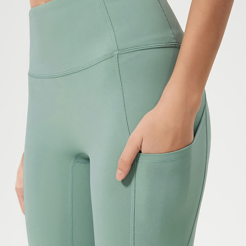 Leggings sportivi da fitness a vita alta, tinta unita, con motivo Buddha Stone, pantaloni da yoga da donna - Image 6