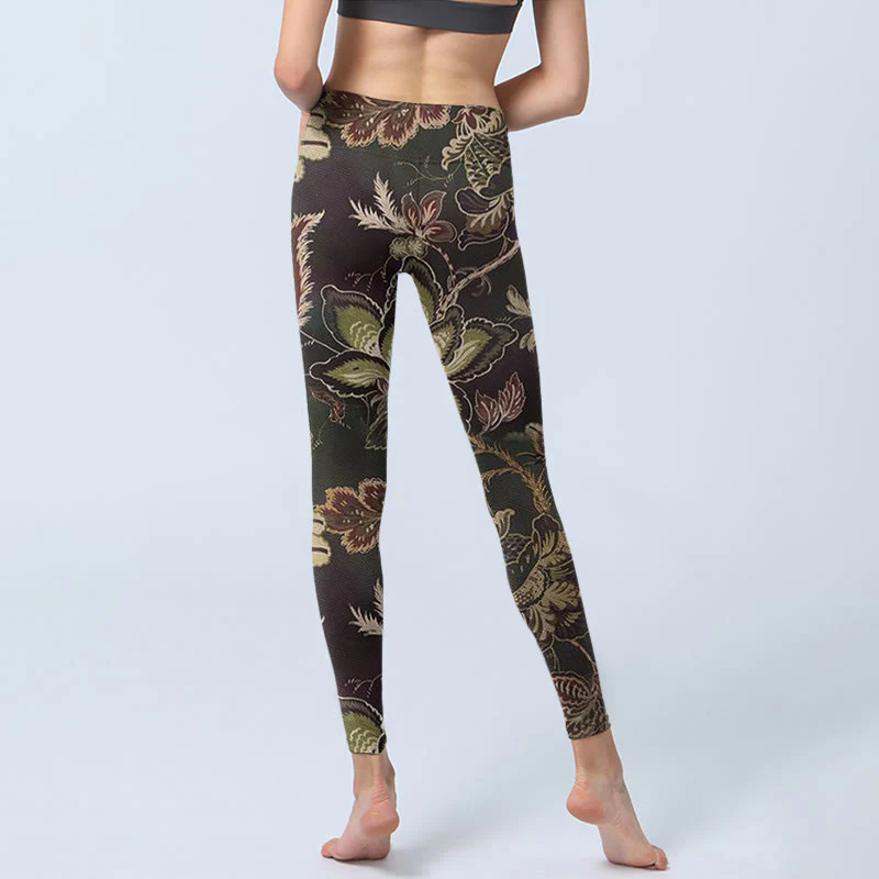 Leggings sportivi da fitness con stampa floreale e Buddha Stones, pantaloni da yoga da donna - Image 7