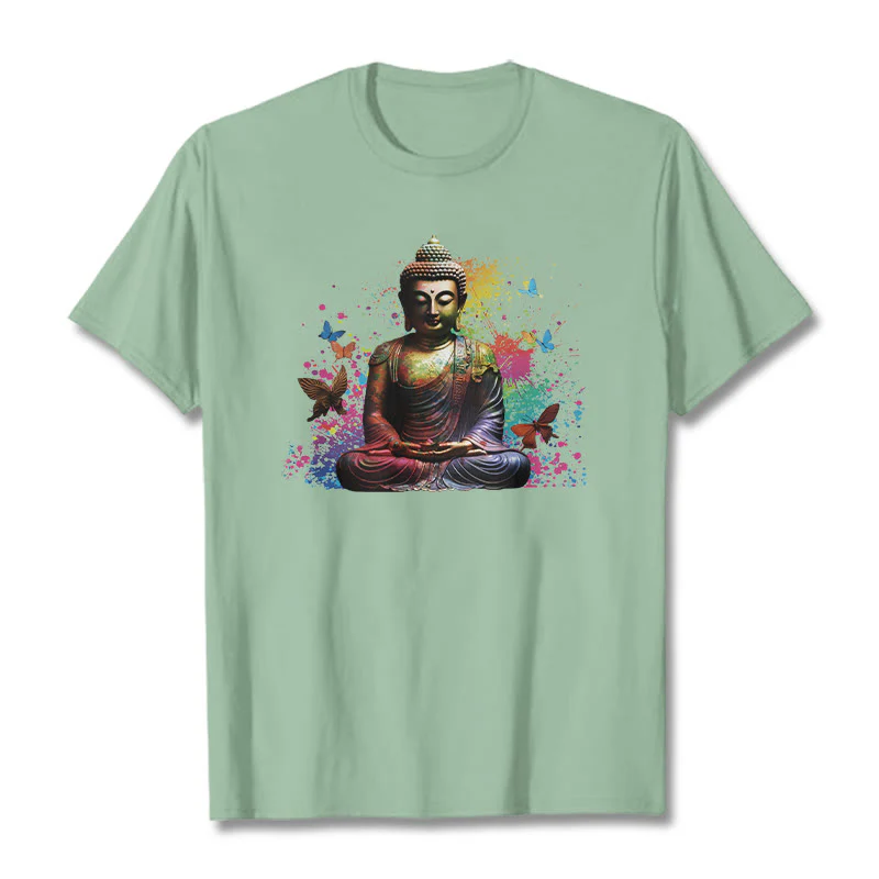 Maglietta Buddha Stones farfalla colorata meditazione Buddha volante - Image 14
