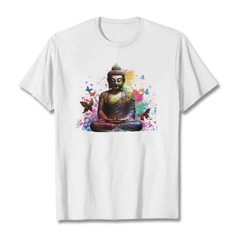 Maglietta Buddha Stones farfalla colorata meditazione Buddha volante - Image 5