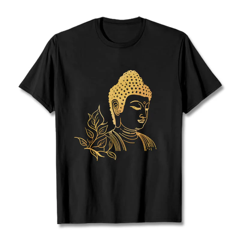Maglietta Buddha Stones Golden Leaves Meditation Buddha Tee