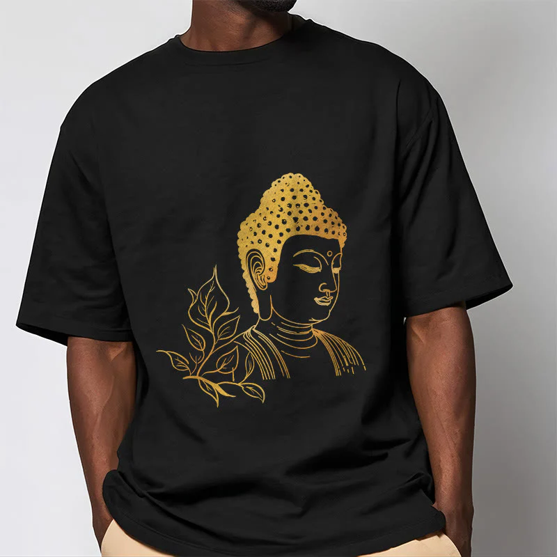 Maglietta Buddha Stones Golden Leaves Meditation Buddha Tee - Image 2