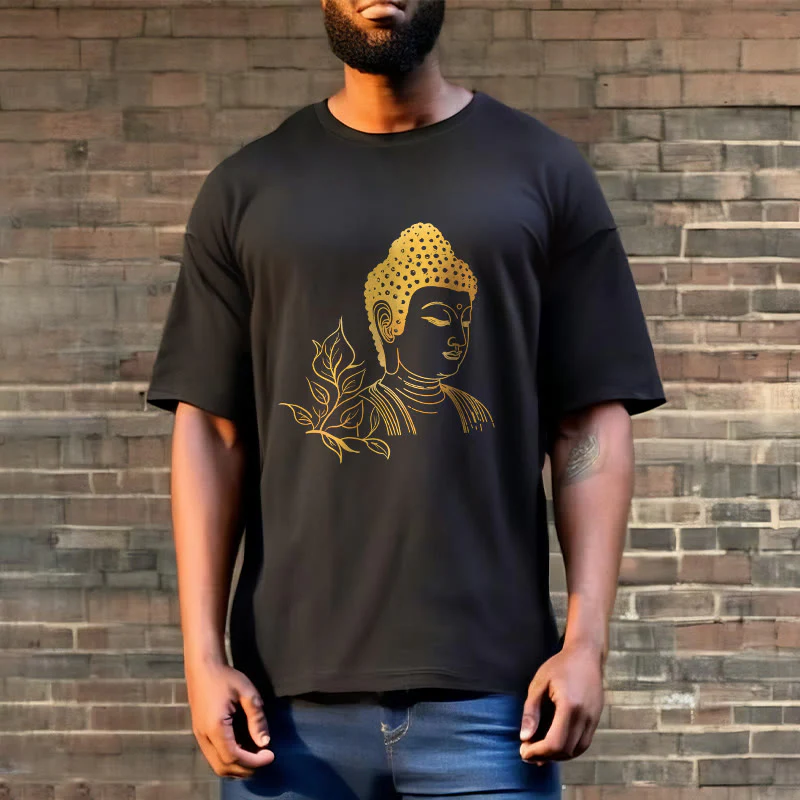 Maglietta Buddha Stones Golden Leaves Meditation Buddha Tee - Image 3