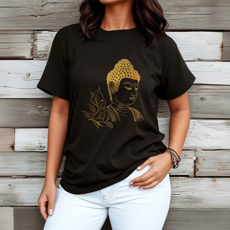 Maglietta Buddha Stones Golden Leaves Meditation Buddha Tee - Image 4