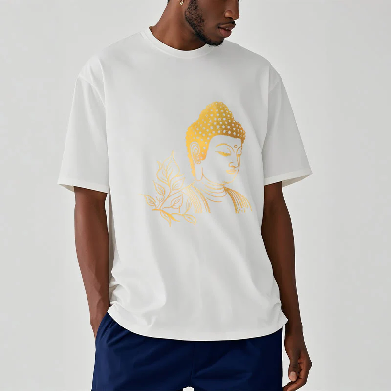Maglietta Buddha Stones Golden Leaves Meditation Buddha Tee - Image 7