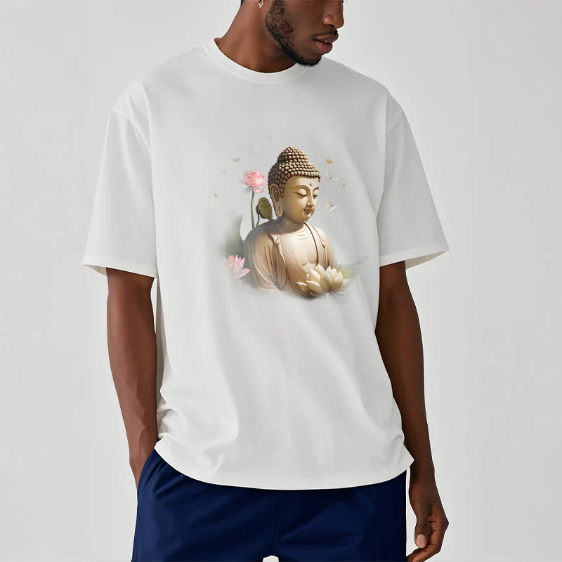 Maglietta Buddha Stones Lotus Butterfly Meditazione Buddha Tee - Image 2