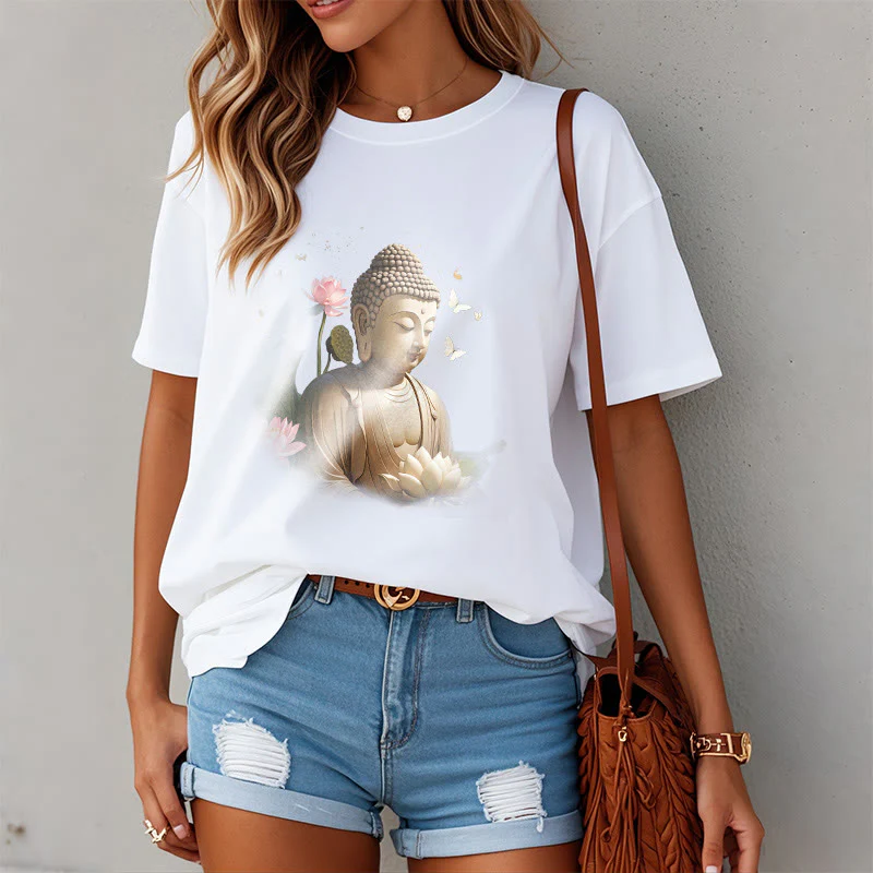 Maglietta Buddha Stones Lotus Butterfly Meditazione Buddha Tee - Image 3