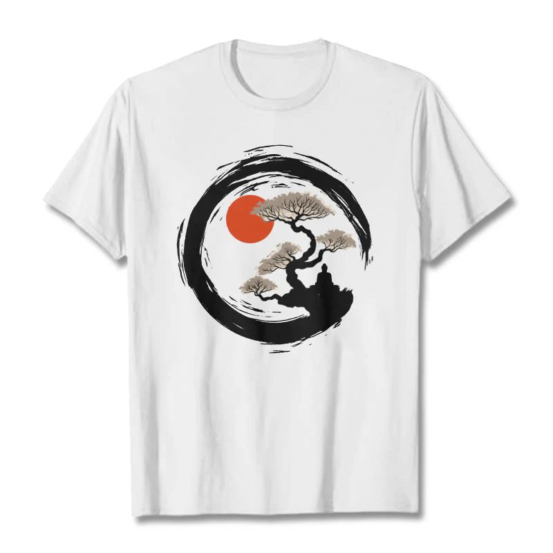 Maglietta Buddha Stones Red Sun Pine Zen Circle Meditazione Buddha Tee - Image 12