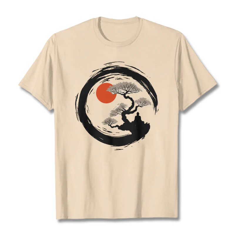 Maglietta Buddha Stones Red Sun Pine Zen Circle Meditazione Buddha Tee - Image 13